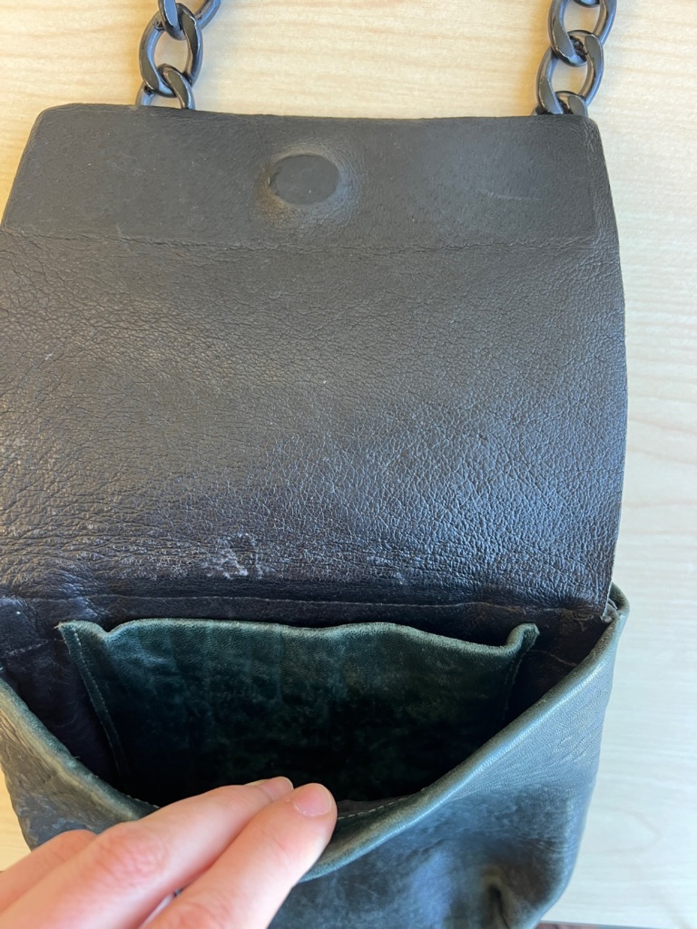Anthropologie x Daniella Lehavi two-toned leather crossbody bag black and green - Picture 13 of 14